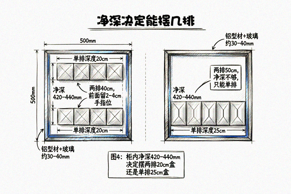 净深决定能摆几排