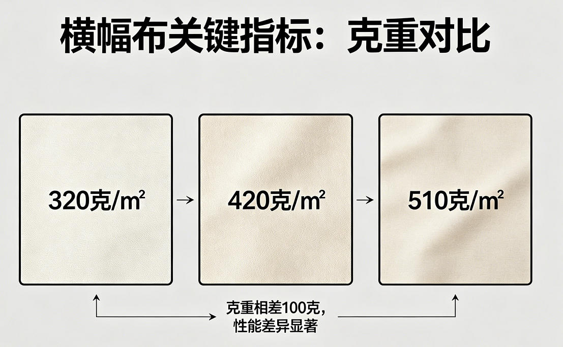 横幅布关键指标：克重对比