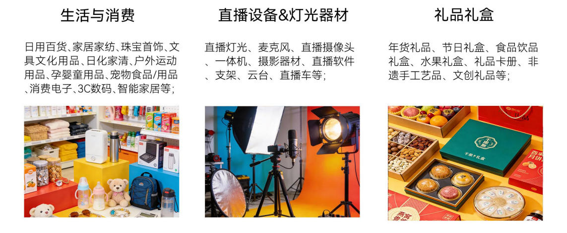 参展范围：生活与消费、直播设备以及礼品礼盒