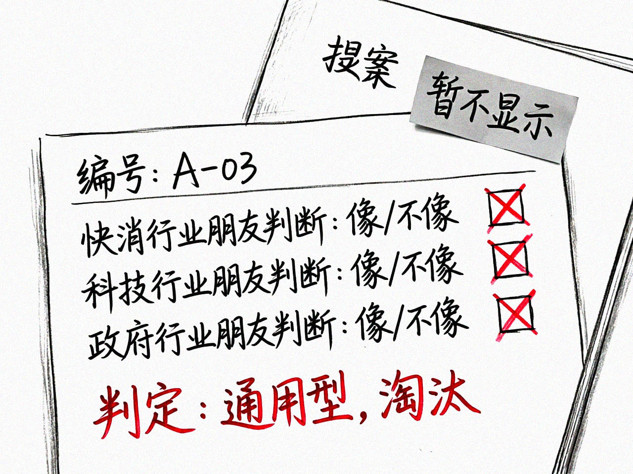 盲比稿评分表示例，三个行业朋友均判定不像