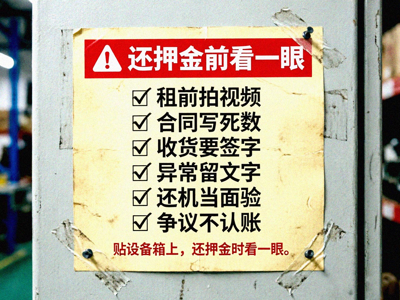 <strong>活动设备</strong>租赁防坑口诀可打印卡片 押金不退自保口诀