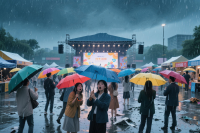 线下活动策划赶不上变化，来了一场“雨中的庆典”