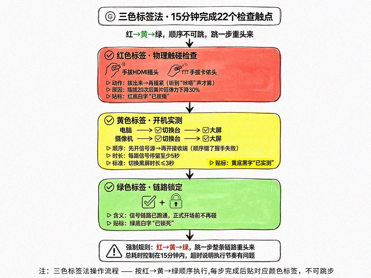 三色标签法操作流程图