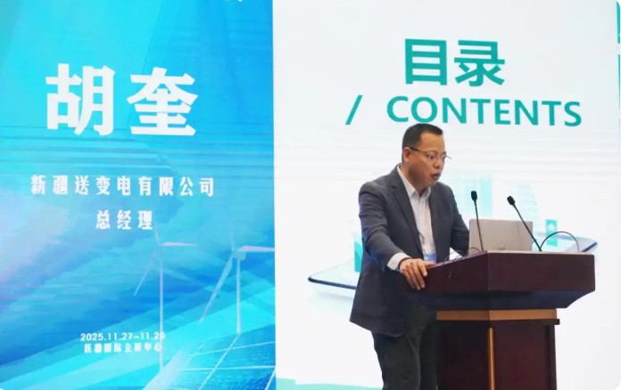 新疆送变电公司总经理 胡奎在博览会会议发表演讲