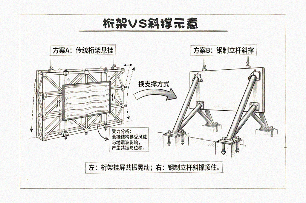 桁架vs斜撑示意
