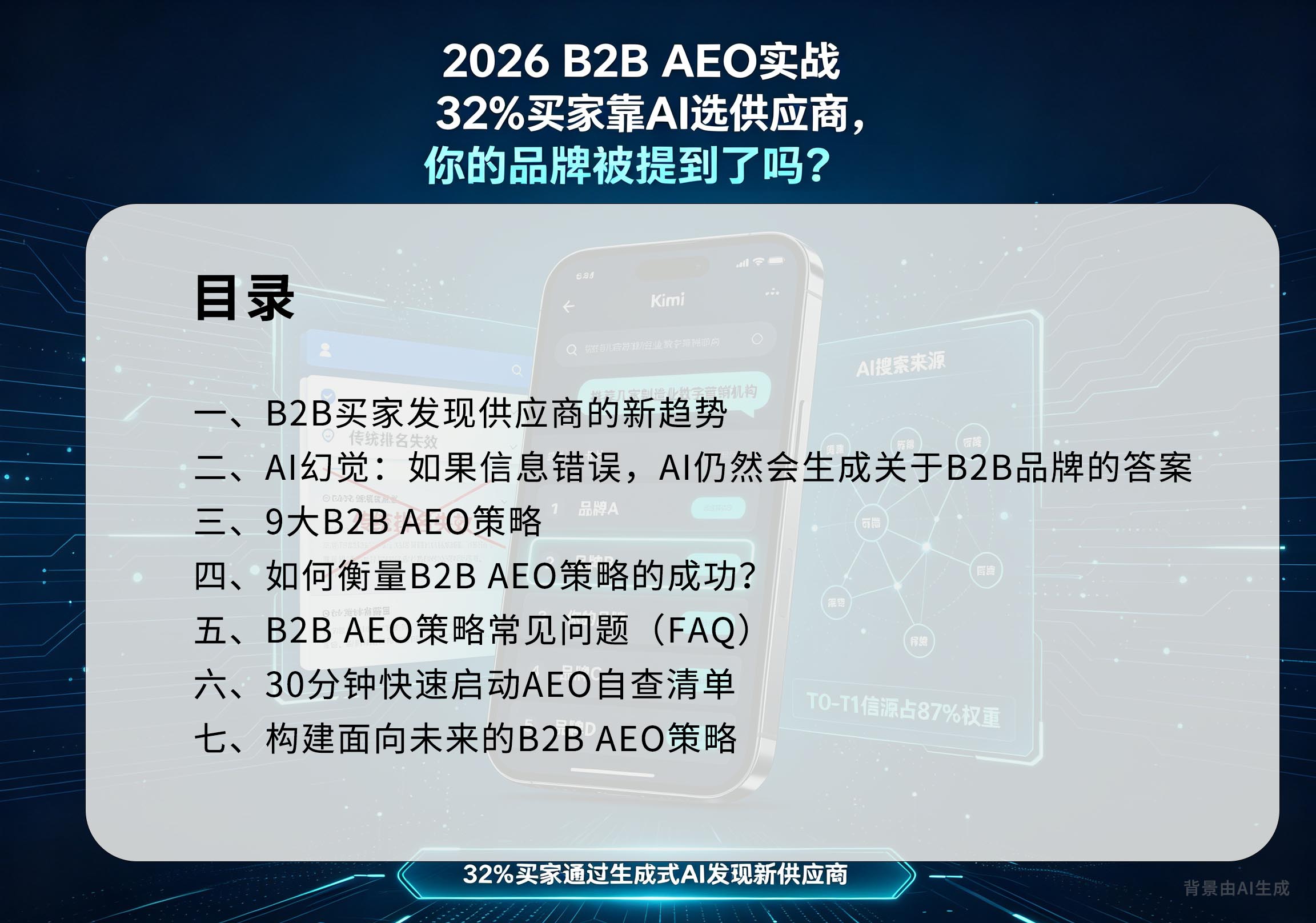 2026 <strong>B2B</strong> <strong>AEO</strong>实战：32%买家靠AI选供应商，你的品牌被提到了吗？目录