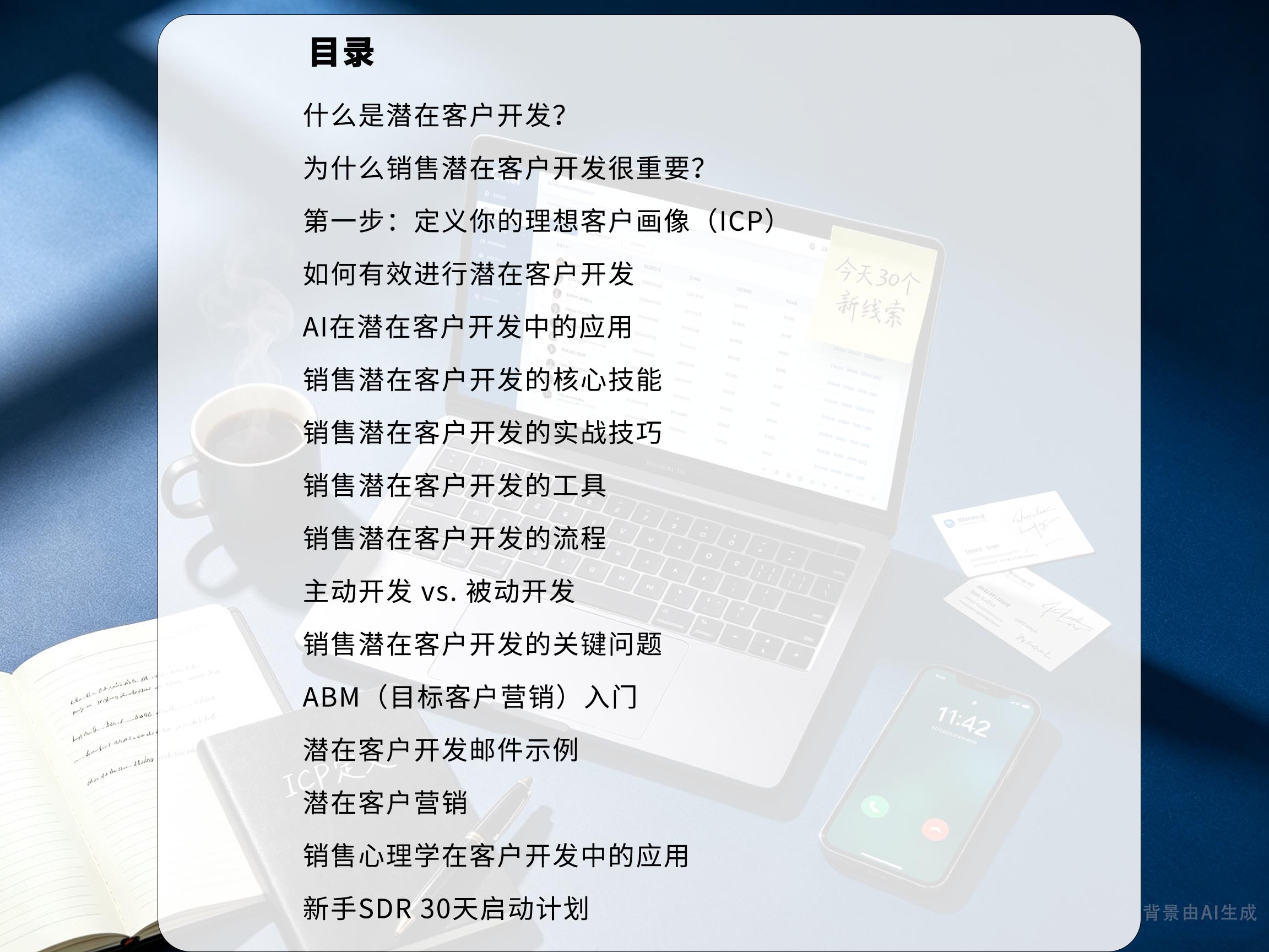 销售开发：<strong>潜在客户开发</strong>完全指南（附30天启动表）目录