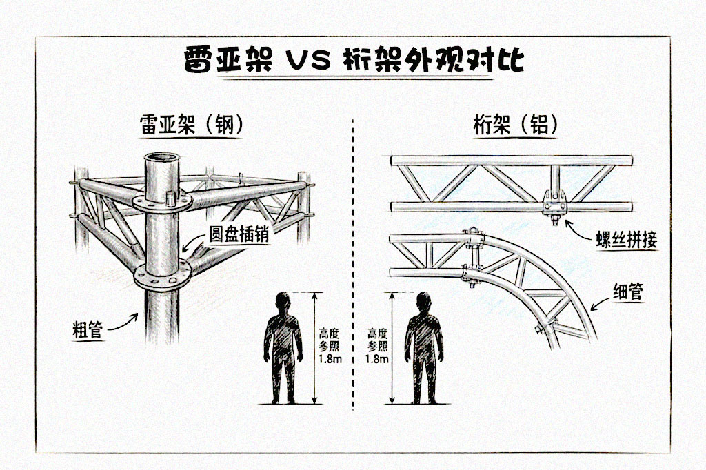 雷亚架 vs 桁架外观对比