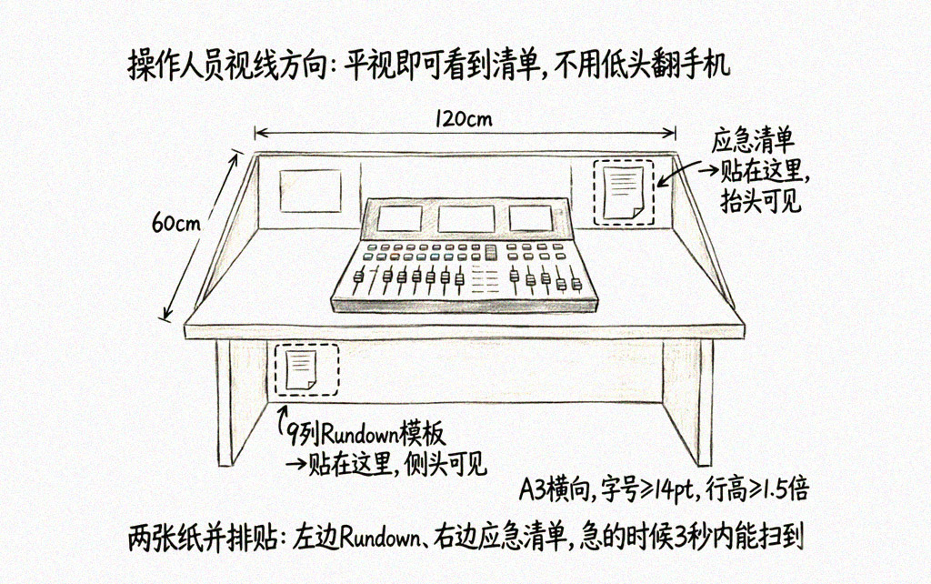 控台内侧应急清单粘贴位置示意图