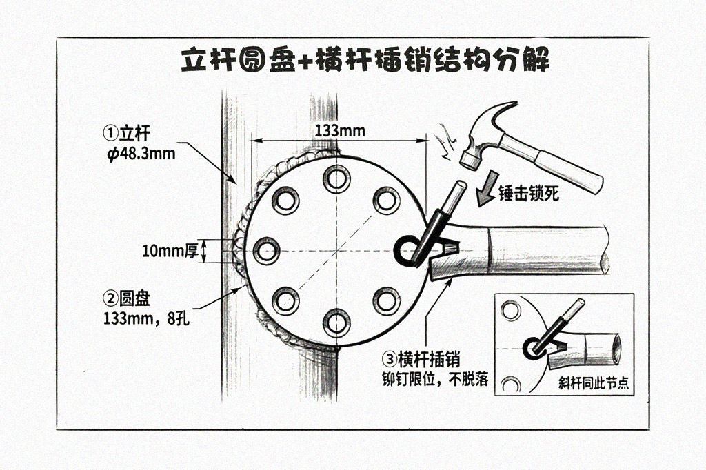 立杆圆盘+横杆插销结构分解