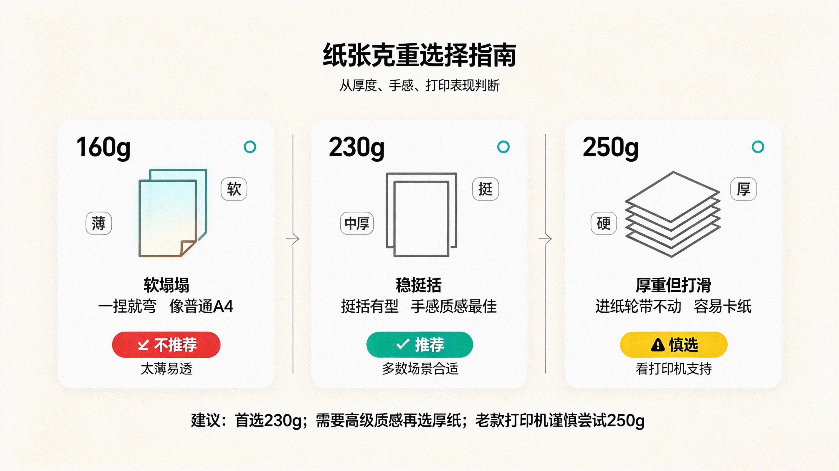 纸张克重对比示意图