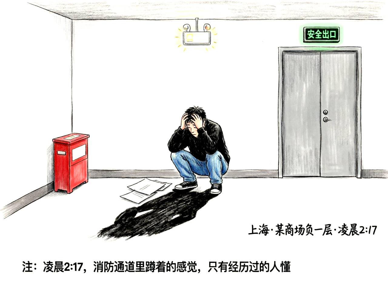<strong>快闪店</strong><strong>预算超支</strong>：活动现场消防通道夜间手绘图——<strong>预算超支</strong>时我在这个地方蹲了2小时