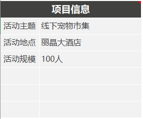 线下活动项目计划表模板：项目信息区域
