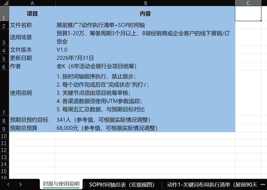 《展前推广7动作<strong>执行清单</strong>+SOP时间轴》截图