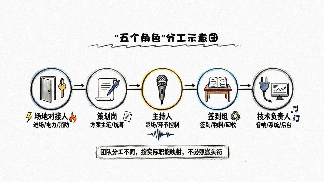 五个角色分工示意图