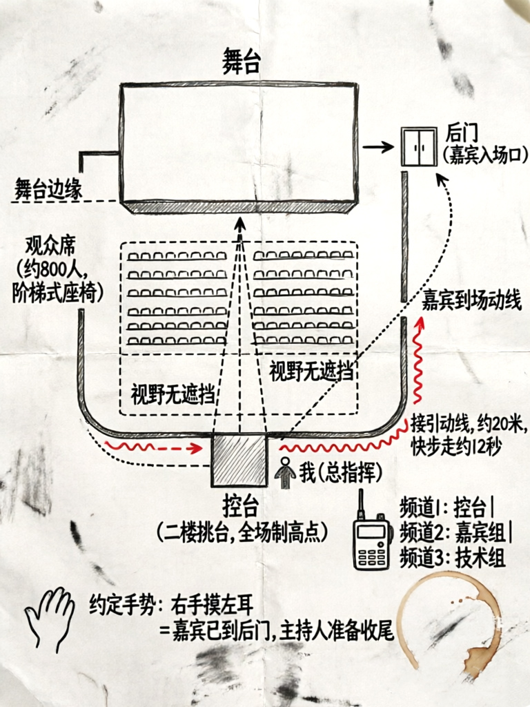 控台与后门动线草图