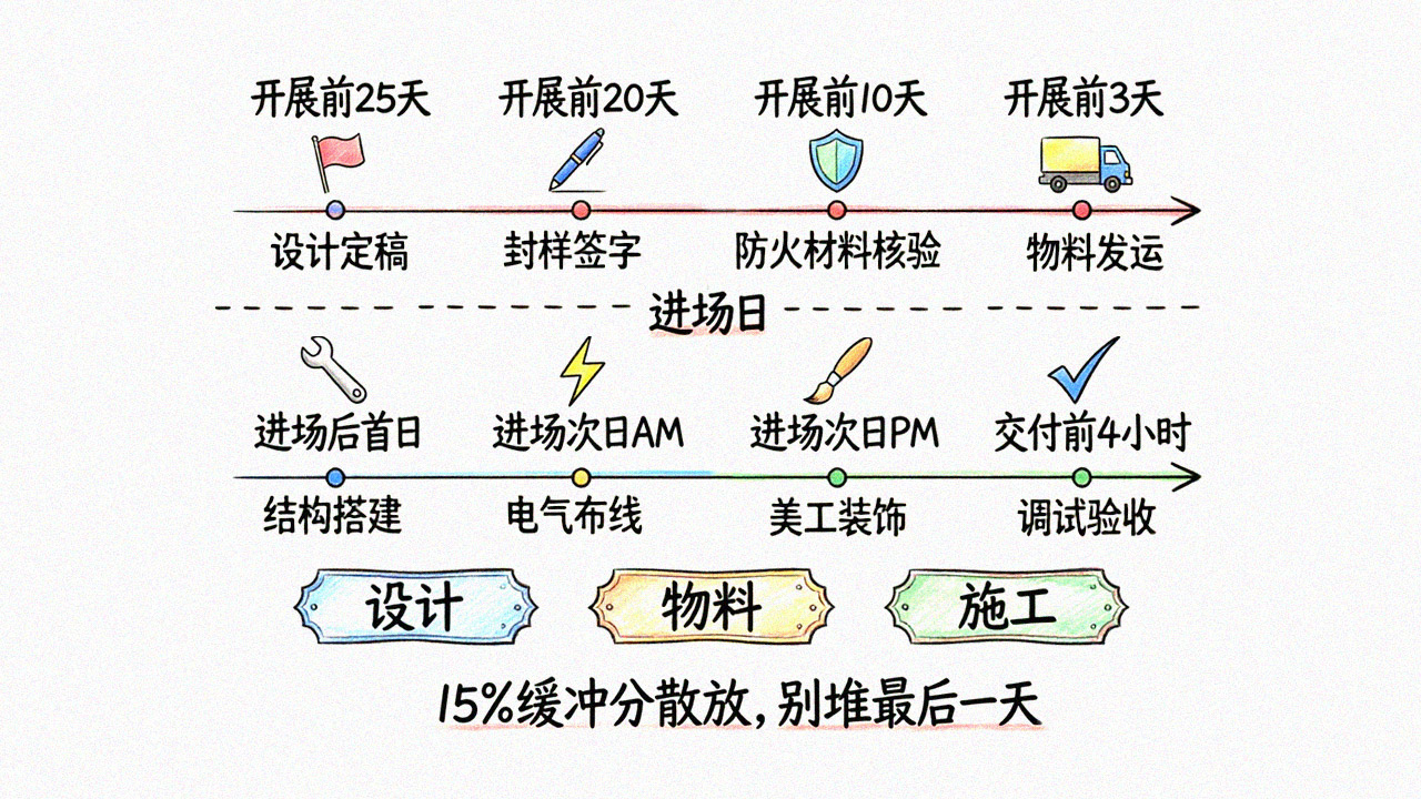 工期倒推时间轴与三阶段缓冲