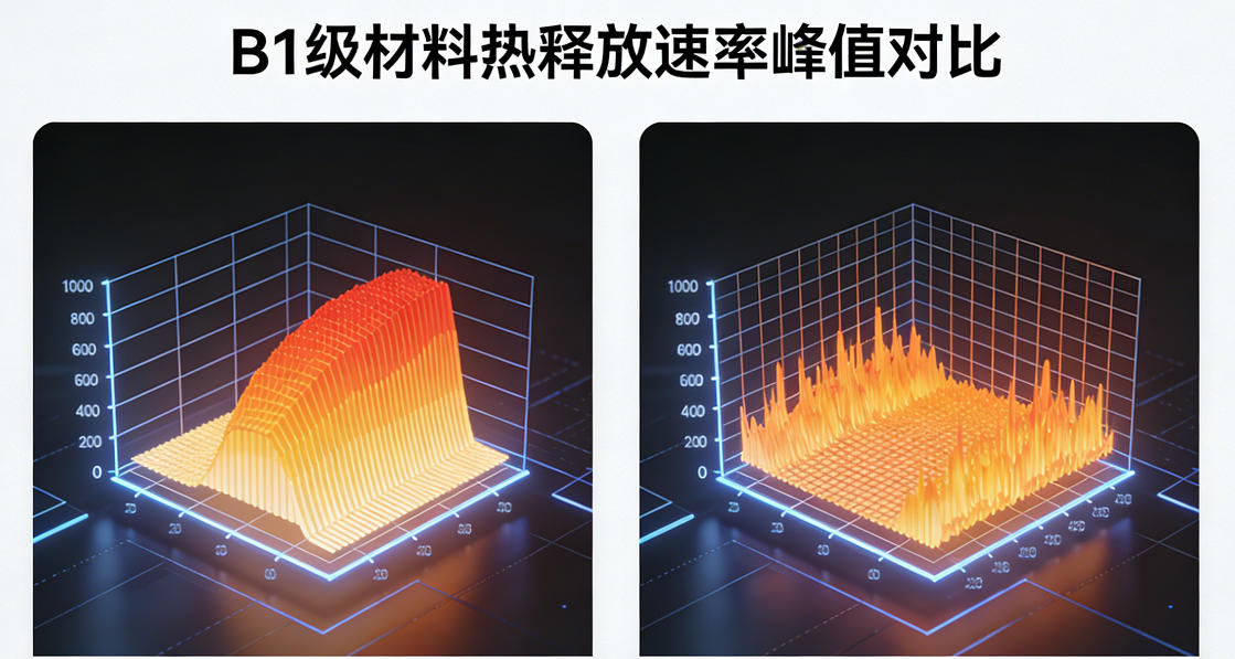B1级材料热释放速率峰值对比