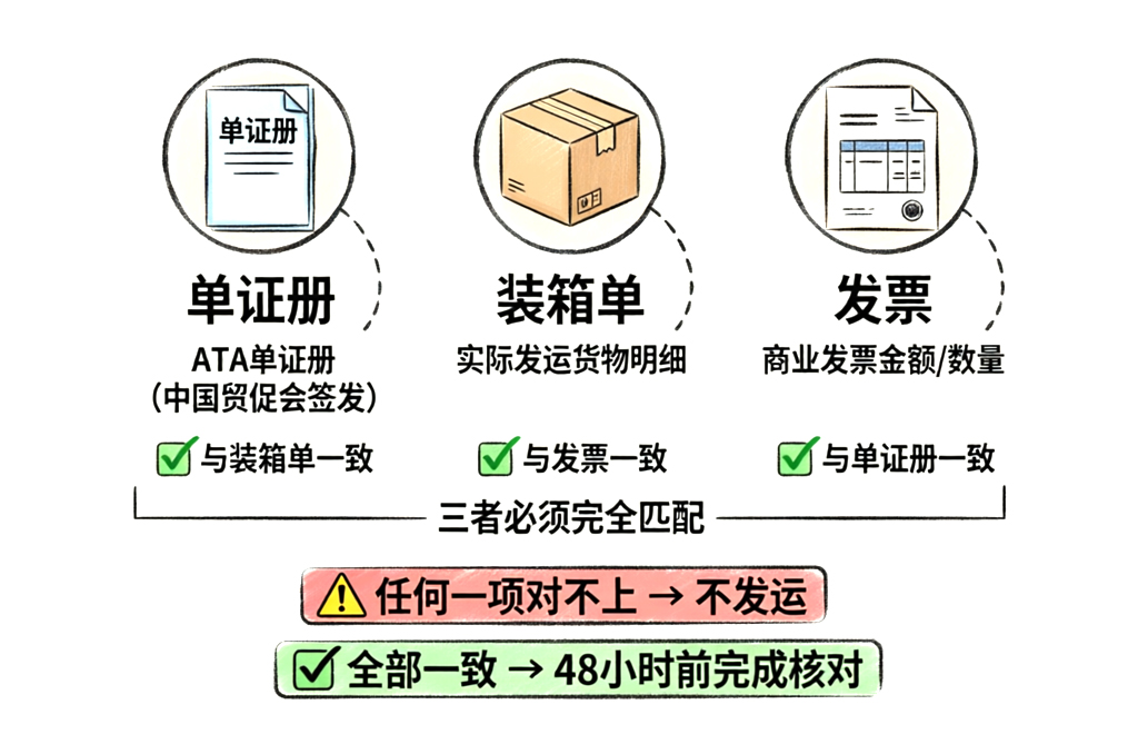 ATA单证册“三同步”原则示意图