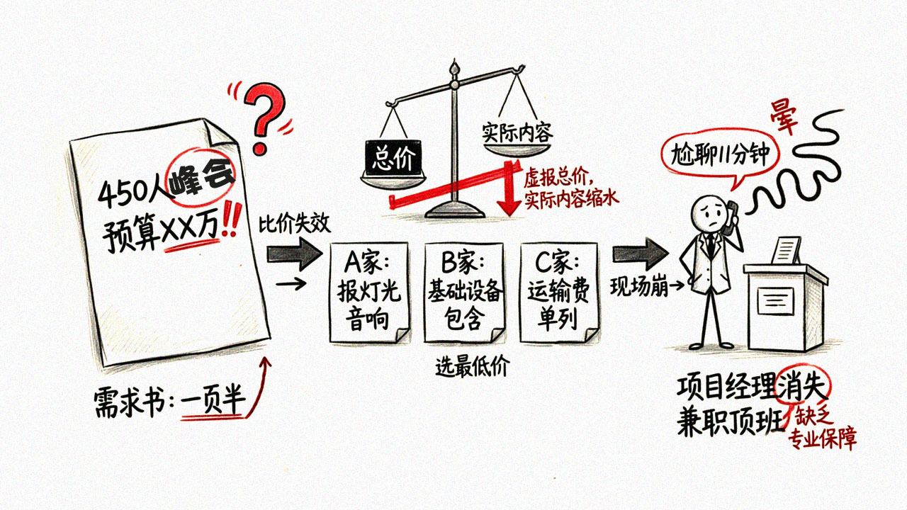 需求书模糊导致比价失效的因果链