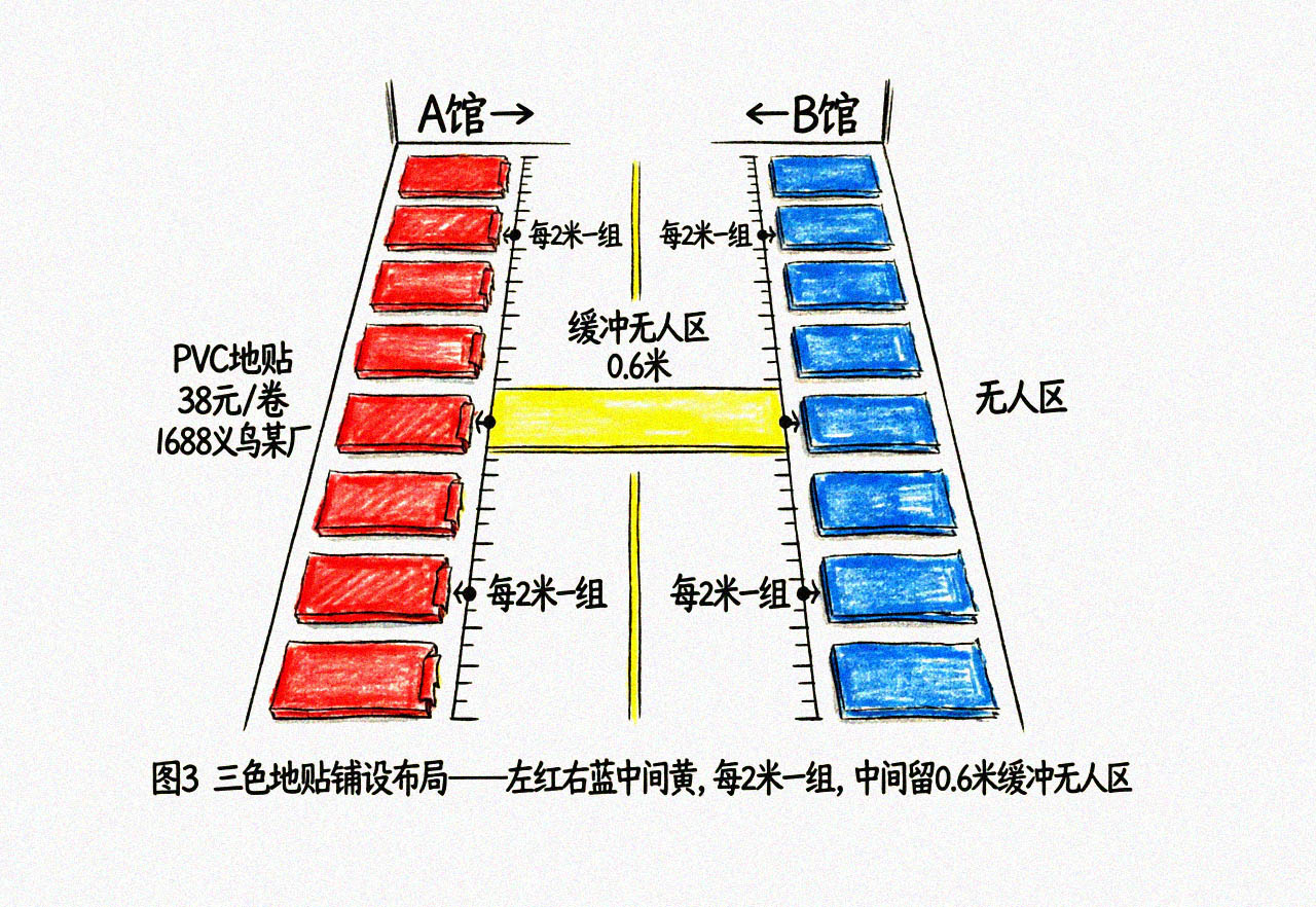 三色地贴铺设实拍示意图