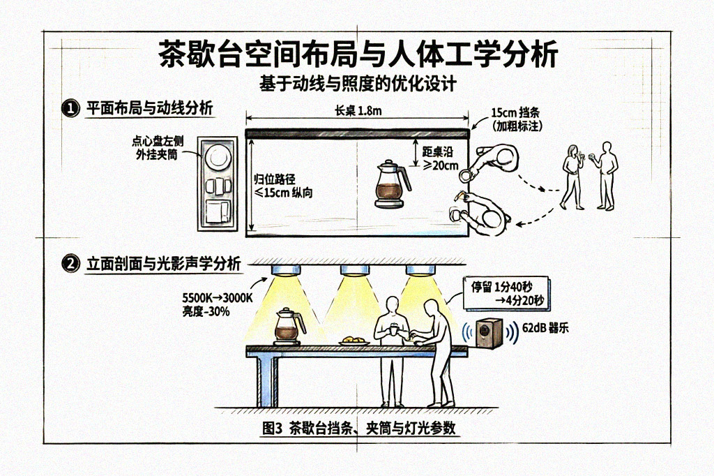 茶歇台挡条、夹筒与灯光参数