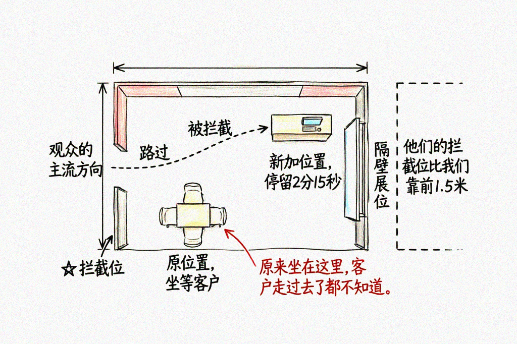 展位动线拦截位置示意图
