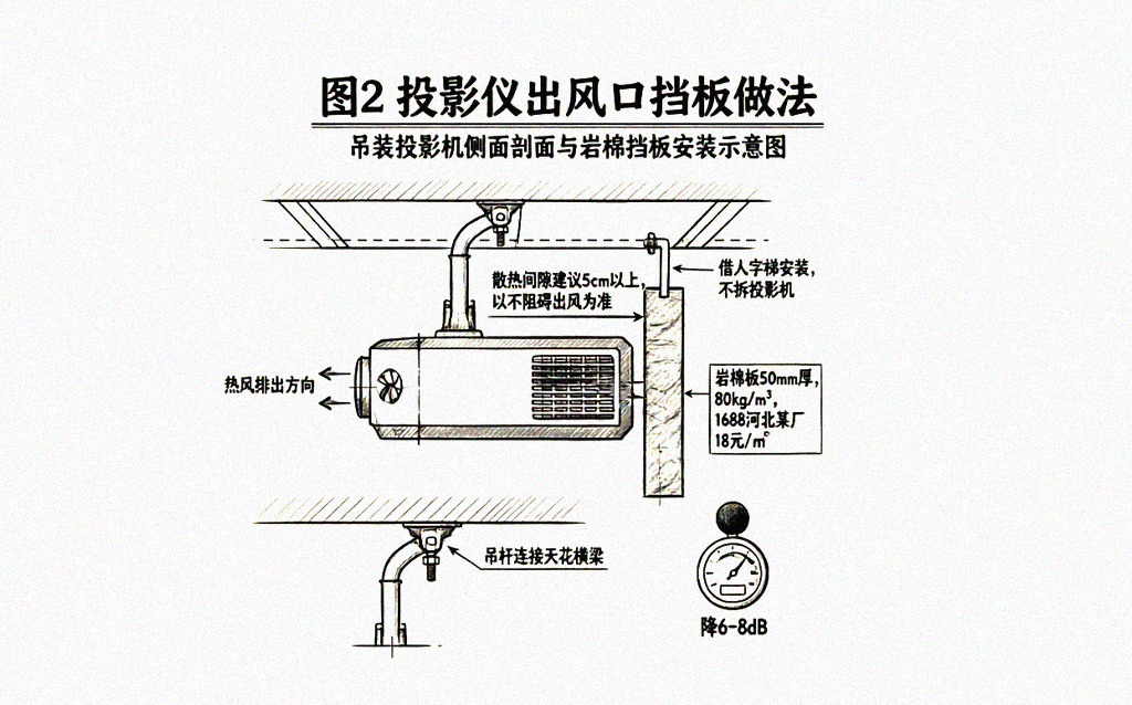 投影仪出风口岩棉挡板剖面图