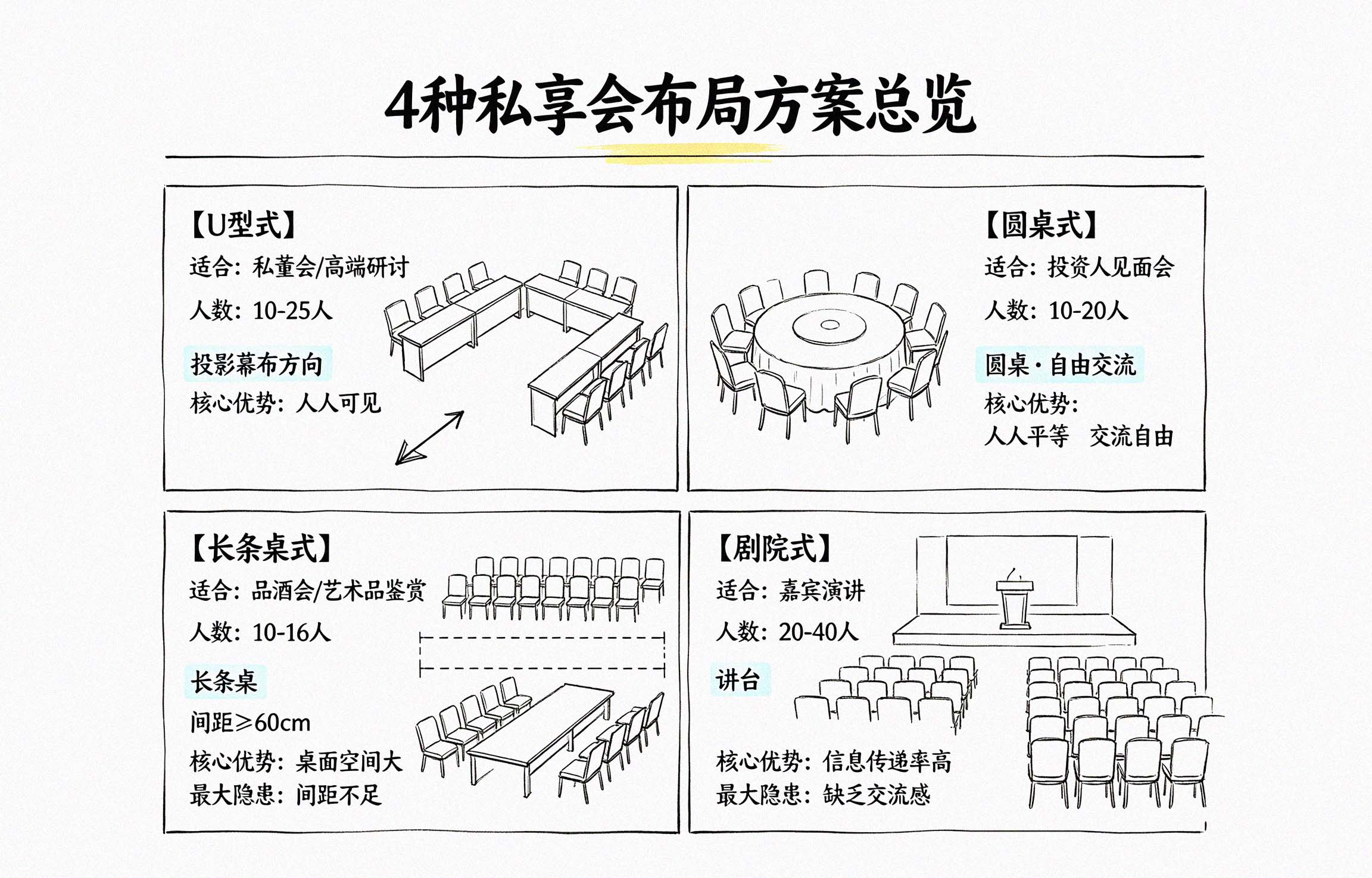 4种私享会布局方案总览图