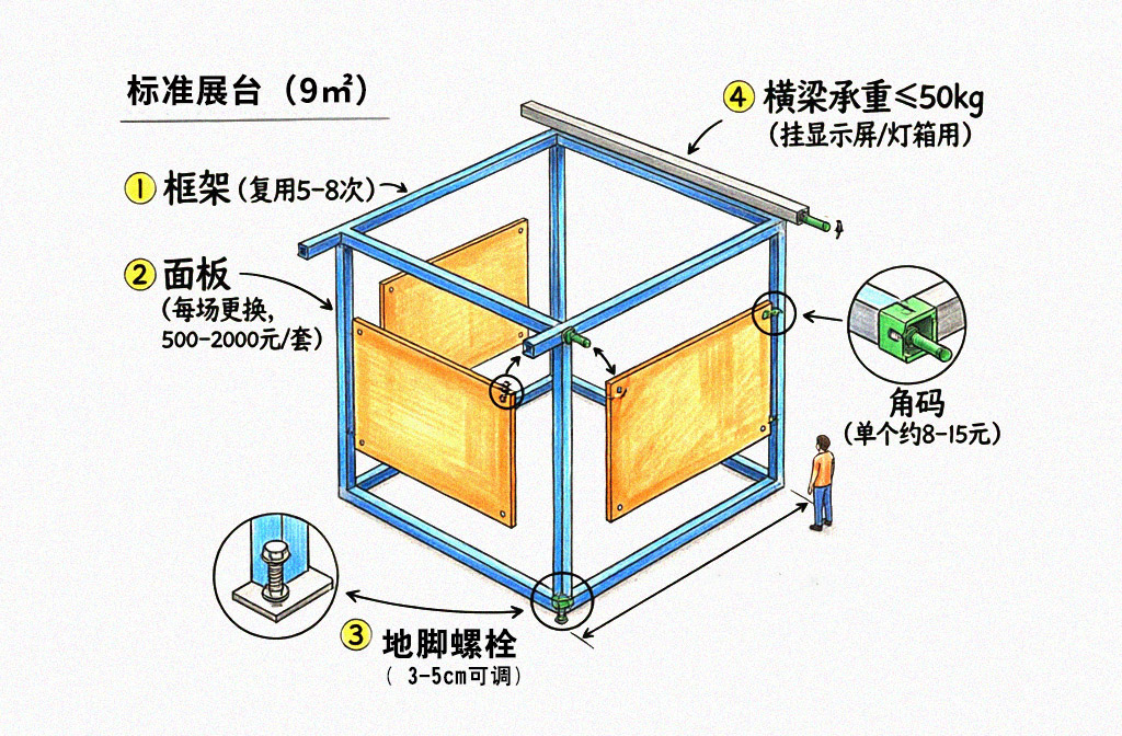 模块化铝型材展台结构分解图