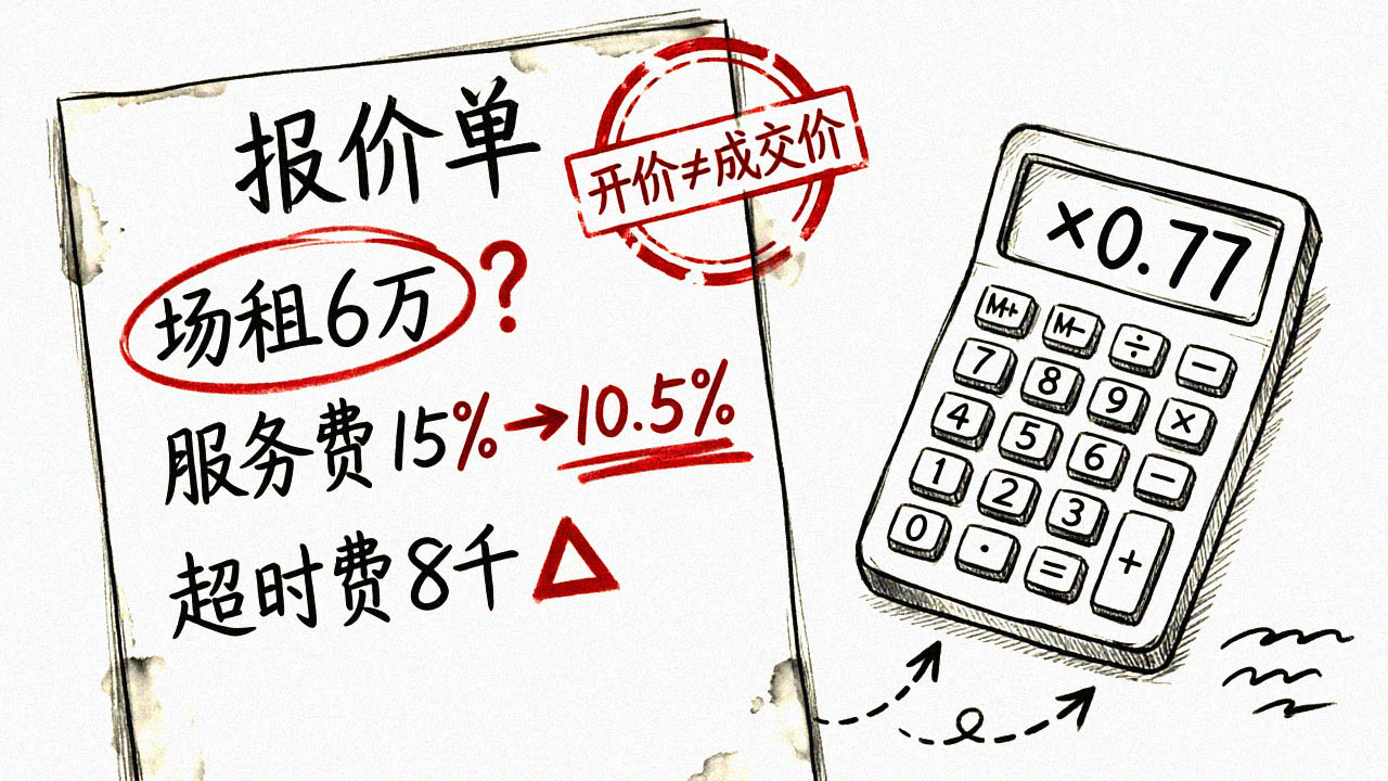 <strong>场地谈判技巧</strong>图解:报价单0.77成交价红线标注示意