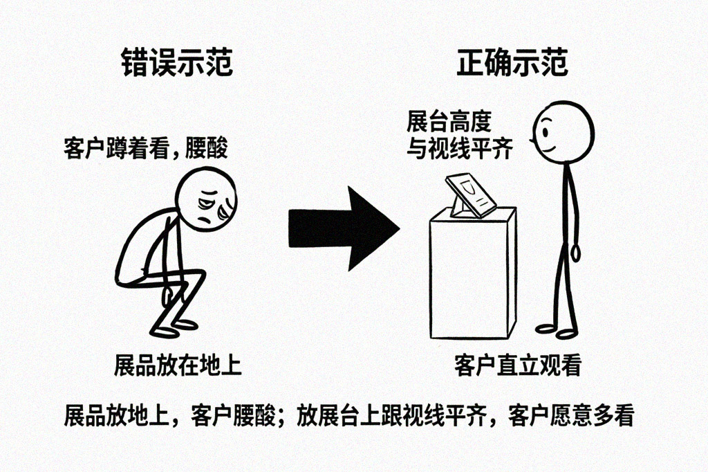 展品摆放高低对比图