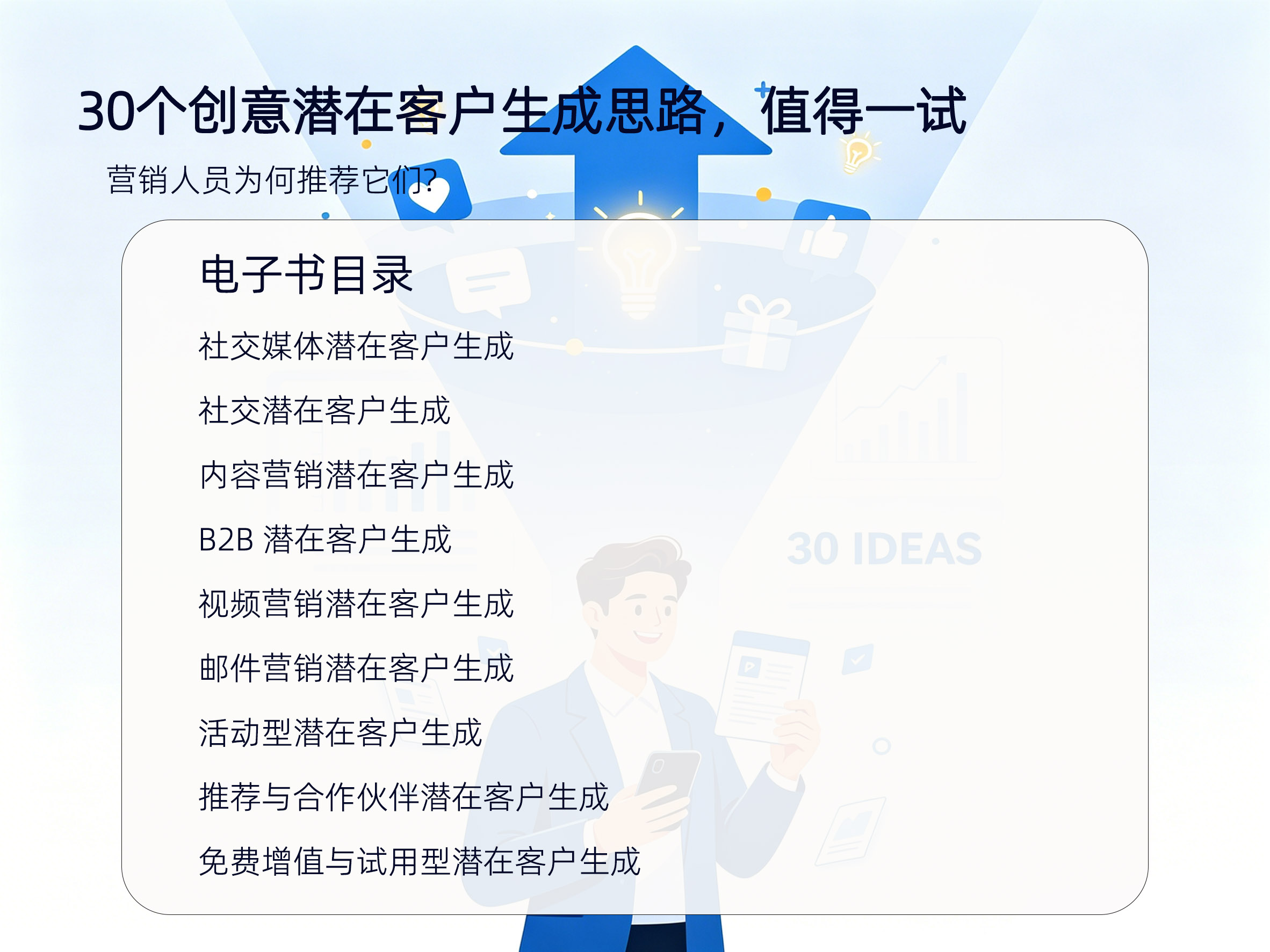 30个创意潜在客户生成思路,值得一试(以及营销人员为何推荐它们)目录